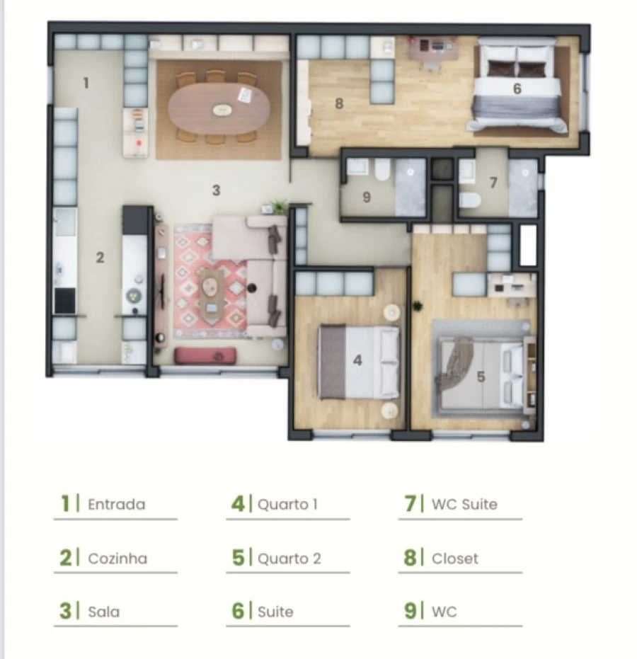 Apartamento T3 para Venda em Aldoar, Foz do Douro e Nevogilde Planta 1