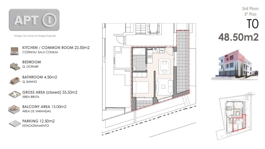 Apartamento T1 para Venda em Machico Planta 1