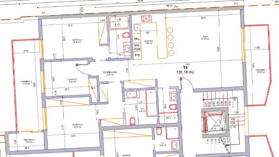 Apartamento T3 para Venda em Quarteira Planta 1