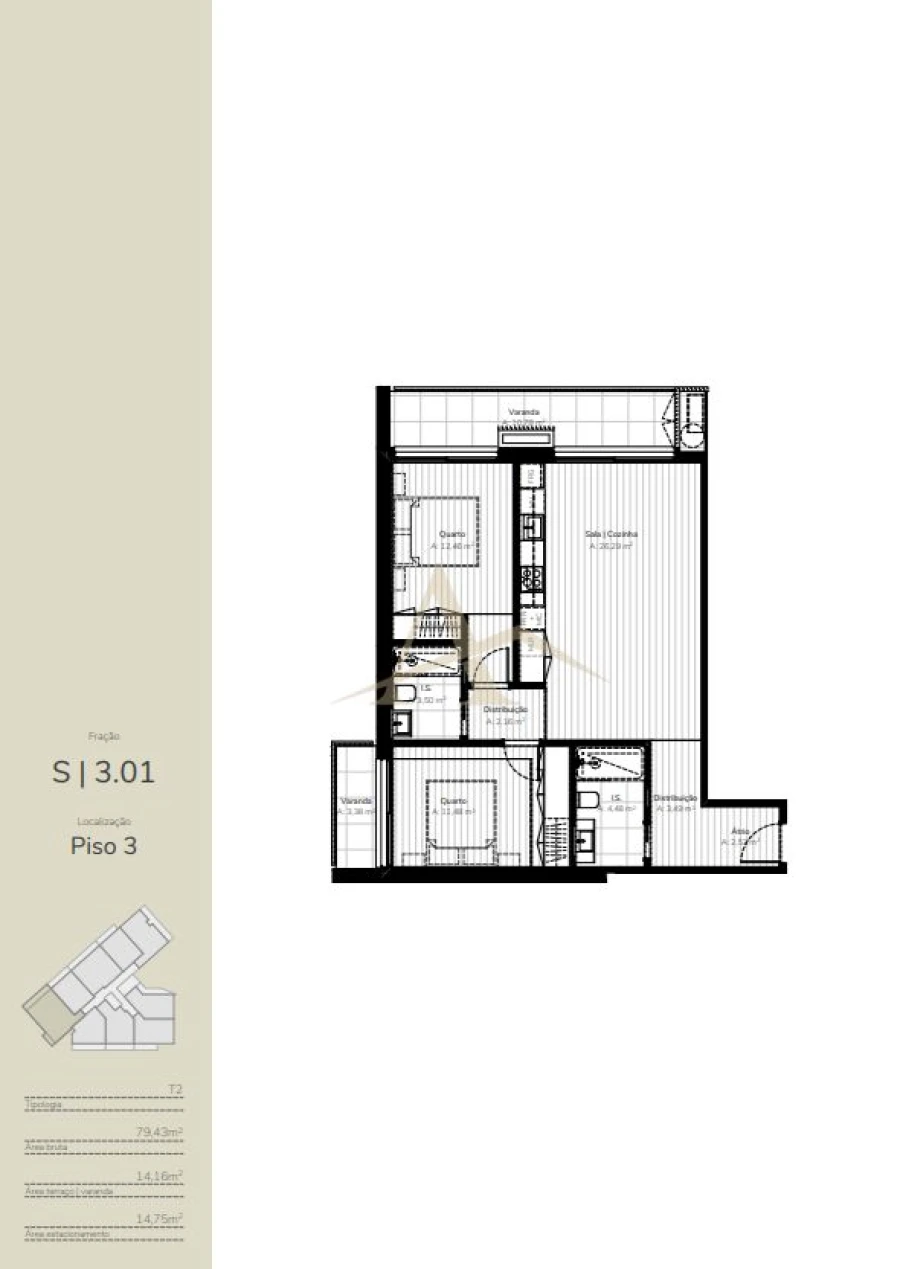 Apartamento T2 para Venda em Oliveira do Douro Planta 1