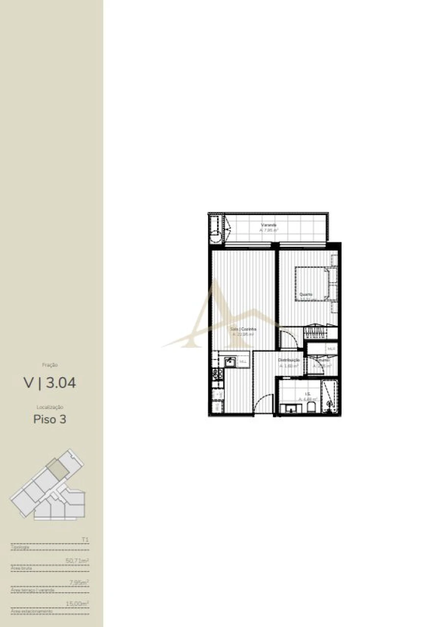 Apartamento T1 para Venda em Oliveira do Douro Planta 1