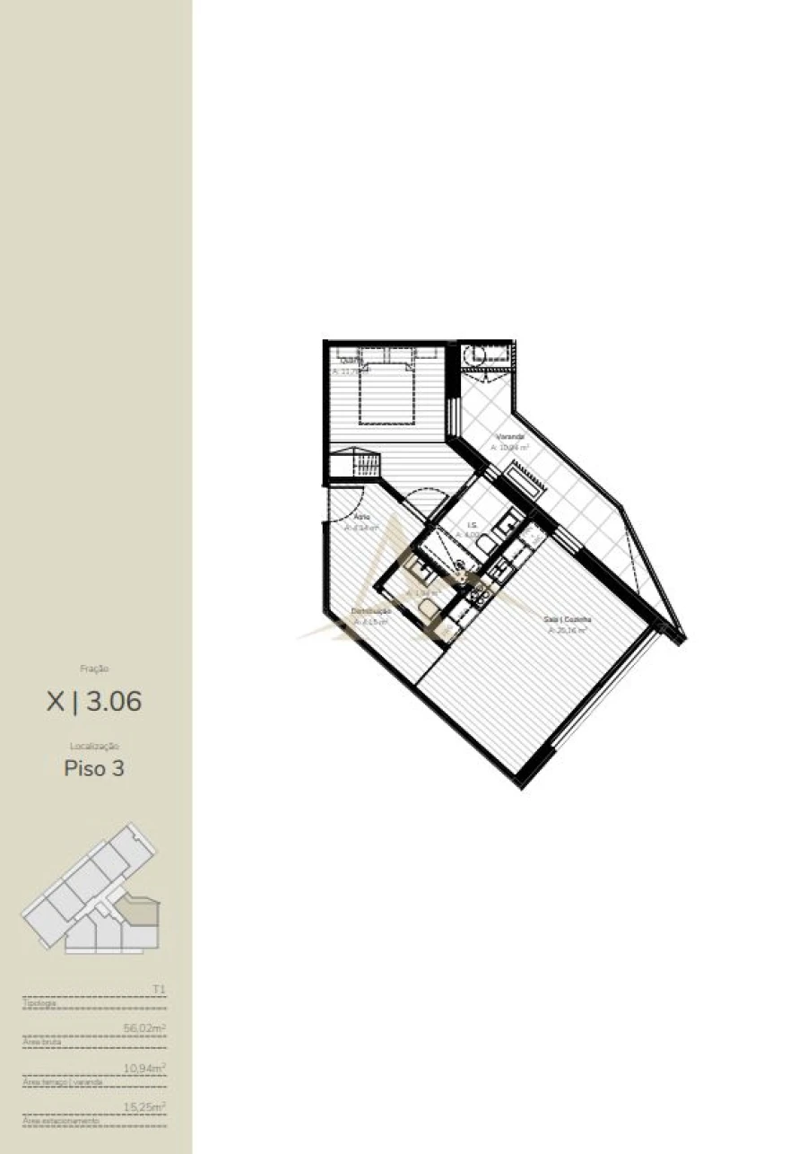 Apartamento T1 para Venda em Oliveira do Douro Planta 1