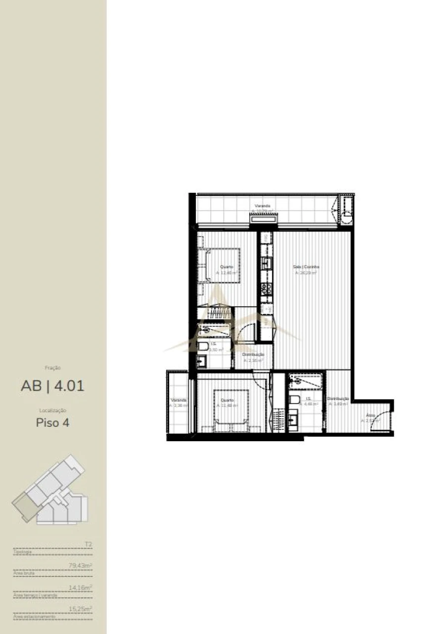 Apartamento T2 para Venda em Oliveira do Douro Planta 1