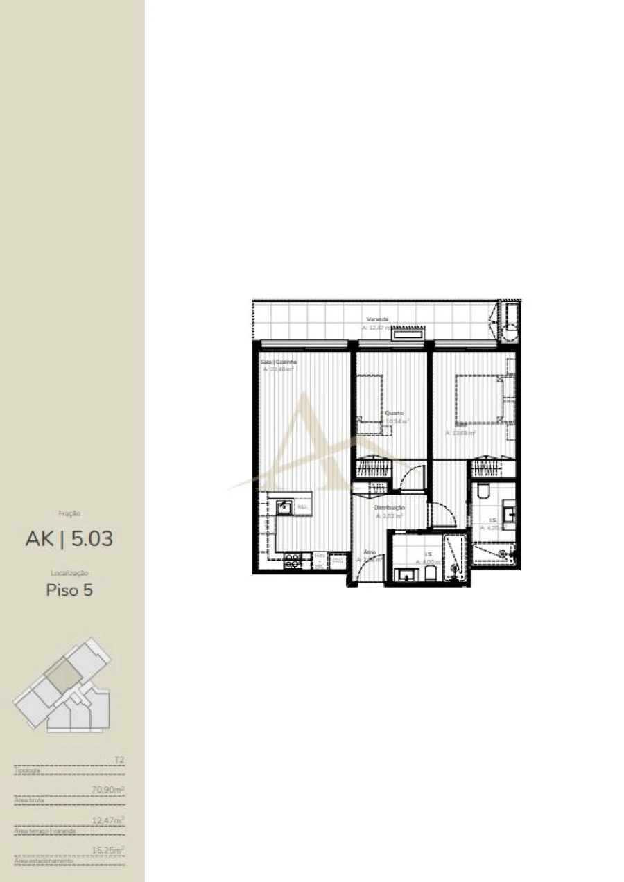 Apartamento T2 para Venda em Oliveira do Douro Planta 1