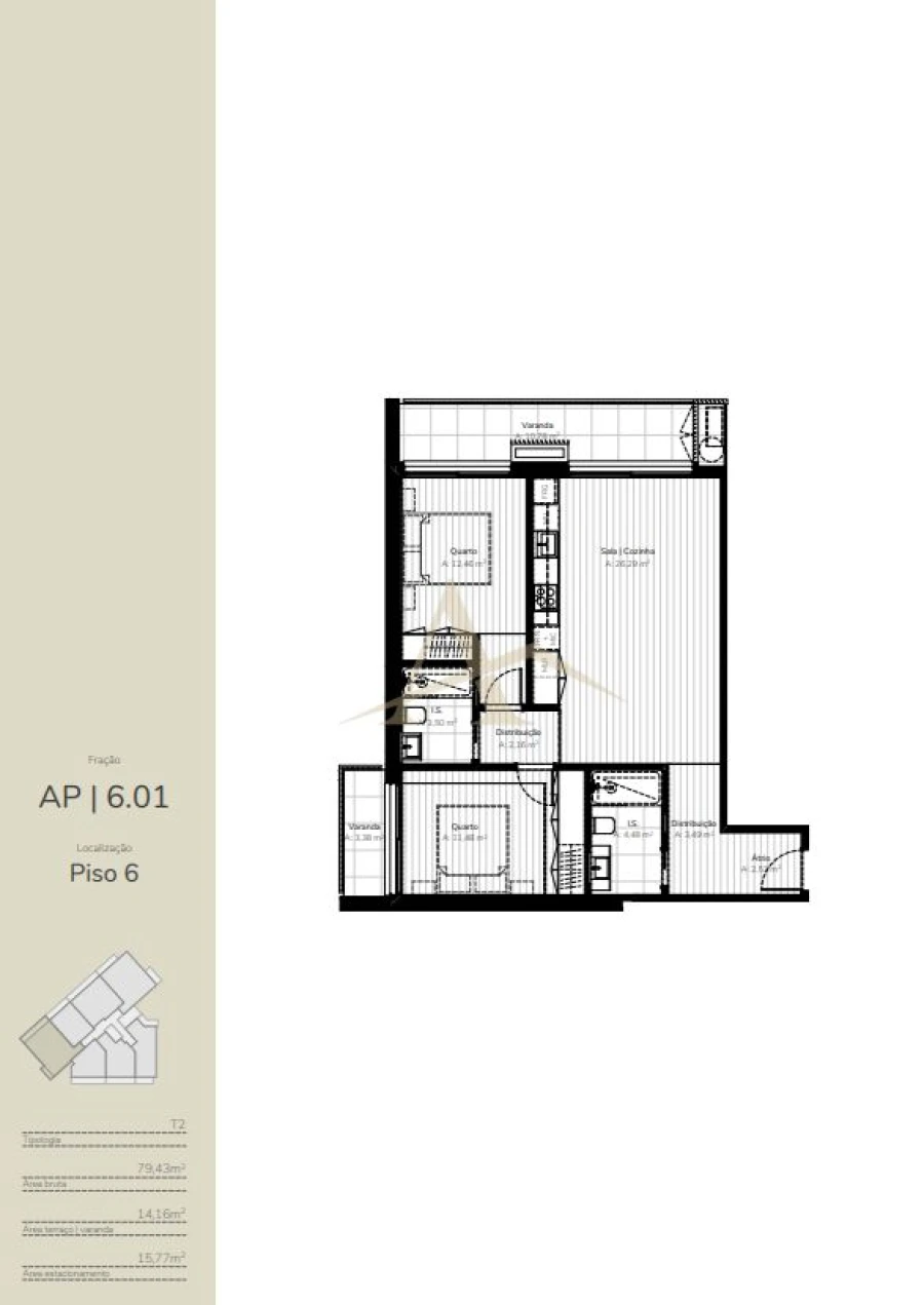 Apartamento T2 para Venda em Oliveira do Douro Planta 1