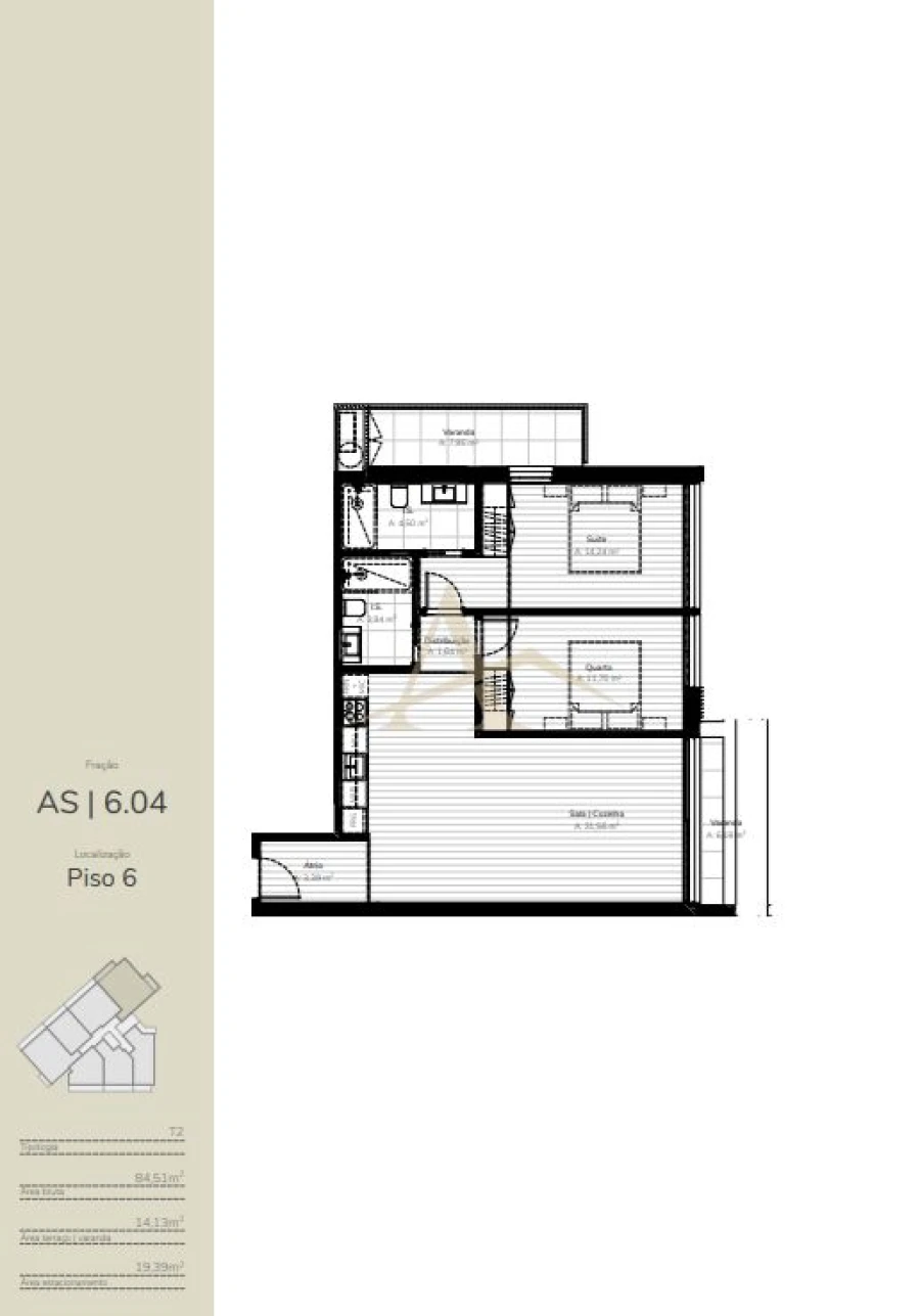 Apartamento T2 para Venda em Oliveira do Douro Planta 1