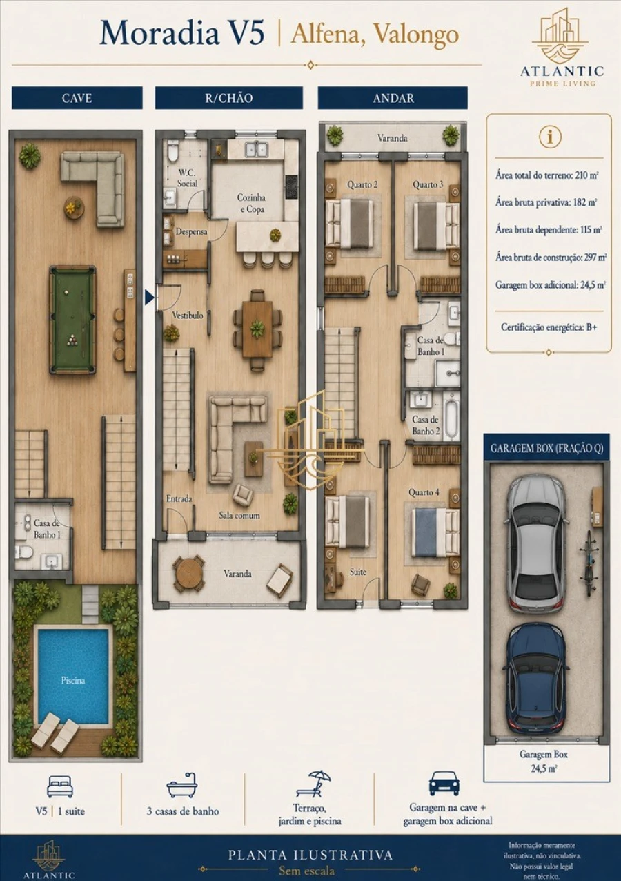 Moradia T5 para Venda em Alfena Planta 1