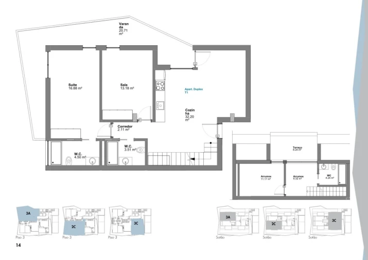 Apartamento T3 para Venda em Oliveira do Bairro Planta 3