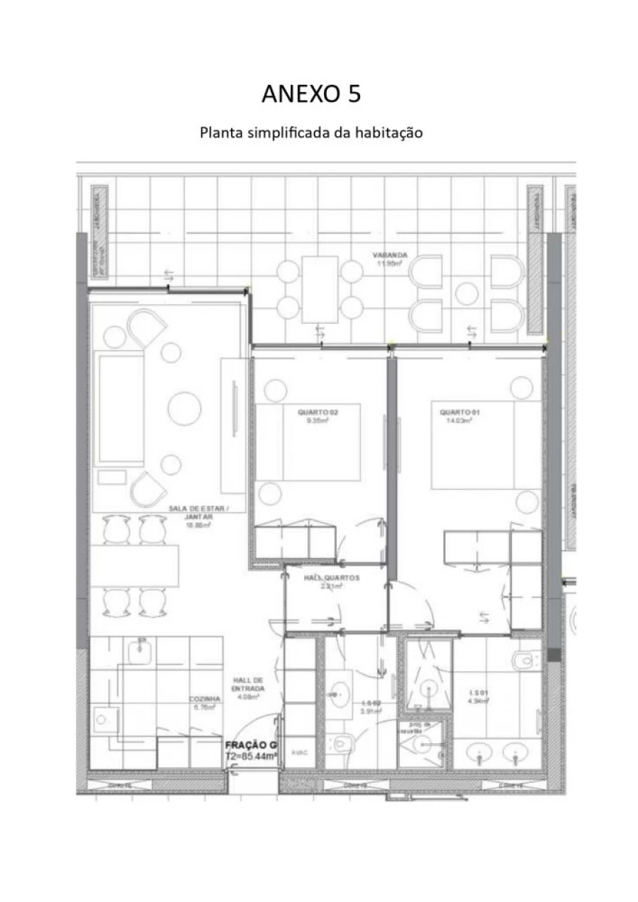 Apartamento T2 para Venda em Matosinhos e Leça da Palmeira Planta 1