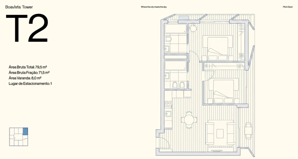 Apartamento T2 para Venda em Cedofeita, Santo Ildefonso, Sé, Miragaia, São Nicolau e Vitória Planta 2