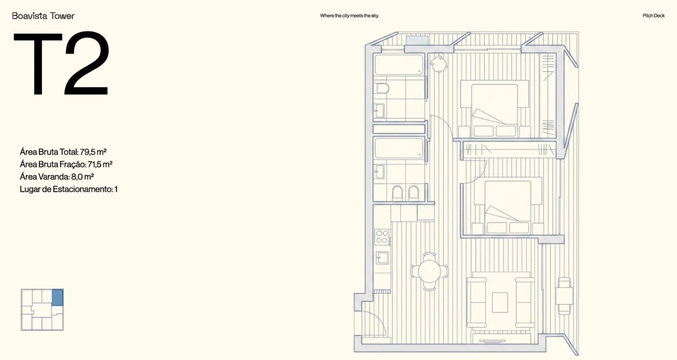 Apartamento T2 para Venda em Cedofeita, Santo Ildefonso, Sé, Miragaia, São Nicolau e Vitória Planta 2