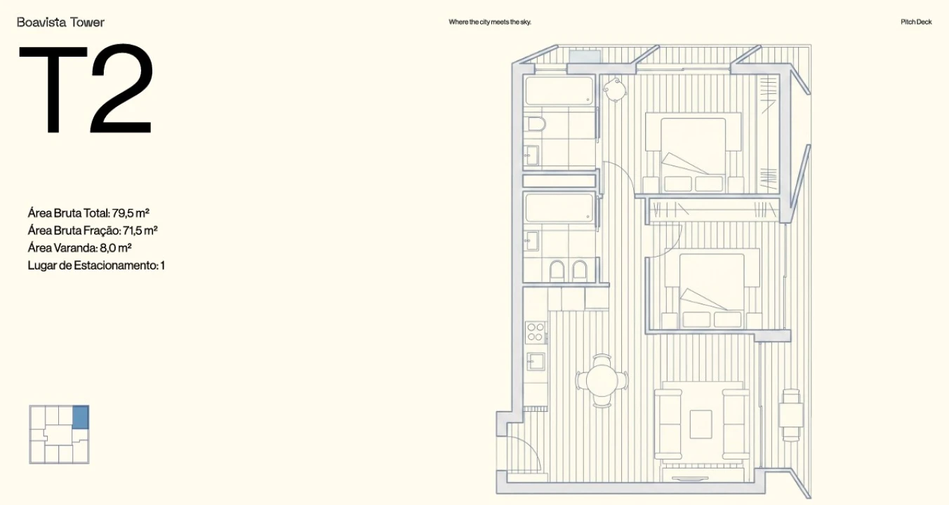 Apartamento T2 para Venda em Cedofeita, Santo Ildefonso, Sé, Miragaia, São Nicolau e Vitória Planta 2
