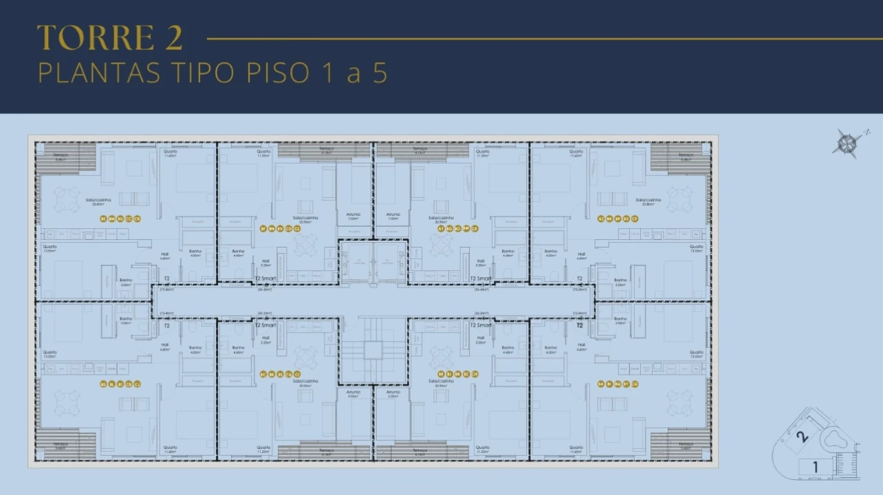 Apartamento T2 para Venda em Canidelo Planta 4