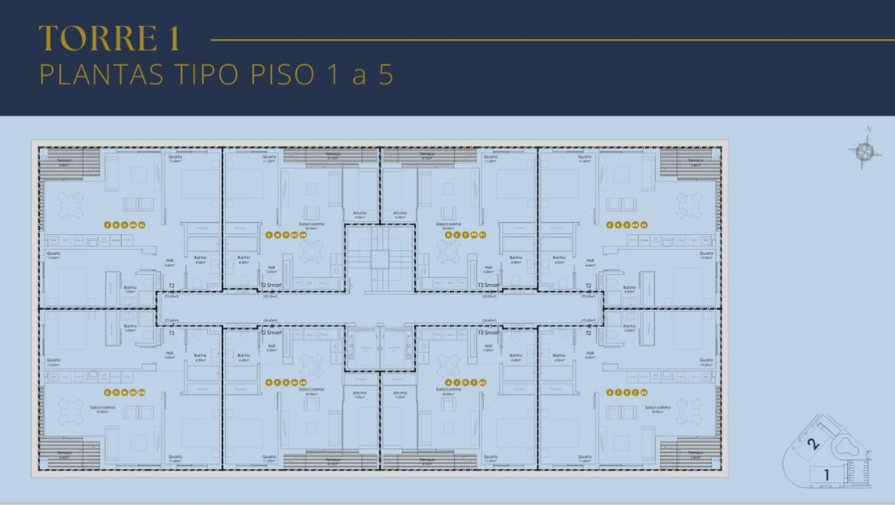 Apartamento T2 para Venda em Canidelo Planta 3
