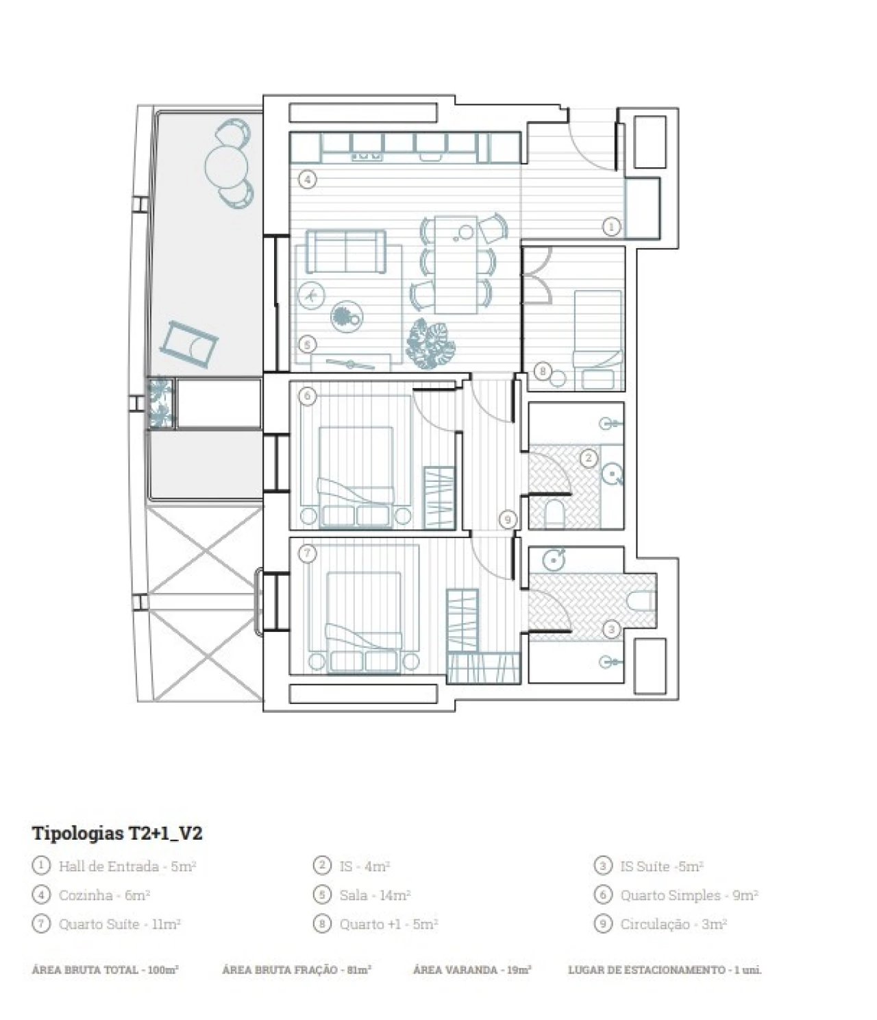 Apartamento T2 para Venda em Paranhos Planta 3