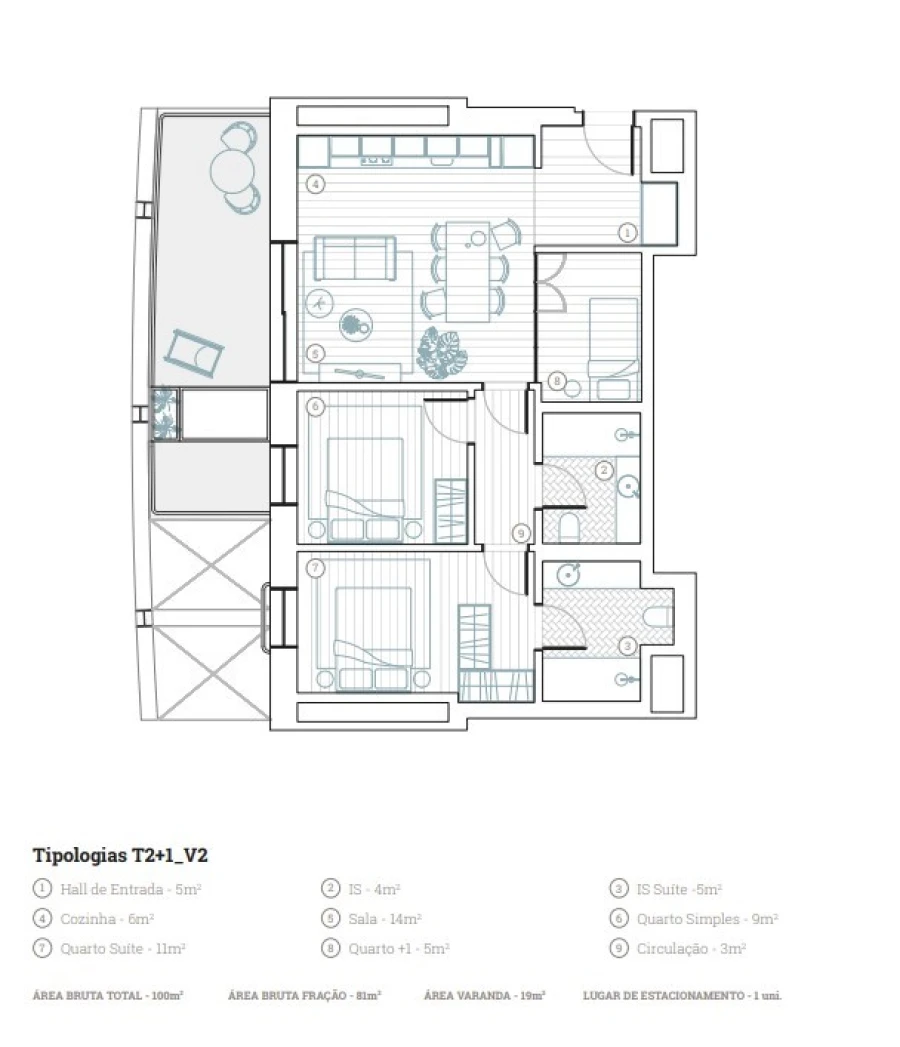 Apartamento T2 para Venda em Paranhos Planta 3