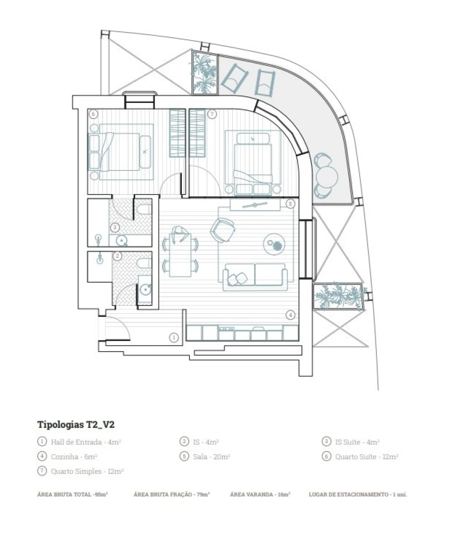 Apartamento T2 para Venda em Paranhos Planta 5