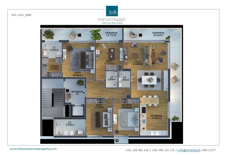 Apartamento T4 para Venda em Cascais e Estoril Planta 1