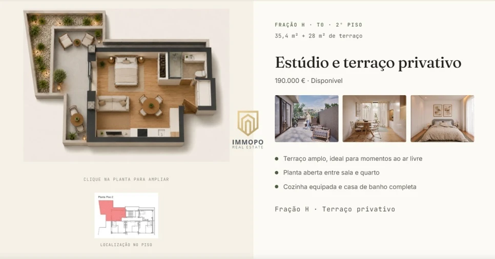 Apartamento T0 para Venda em Perafita, Lavra e Santa Cruz do Bispo Planta 1