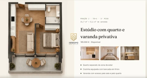 Apartamento T0 para Venda em Perafita, Lavra e Santa Cruz do Bispo
