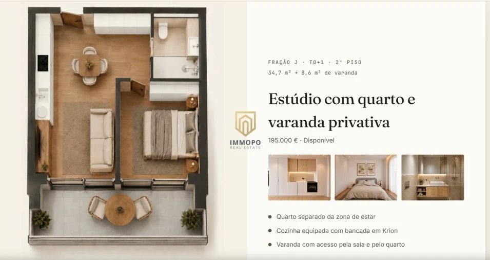 Apartamento T0 para Venda em Perafita, Lavra e Santa Cruz do Bispo Planta 1