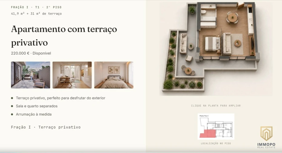 Apartamento T1 para Venda em Perafita, Lavra e Santa Cruz do Bispo Planta 1