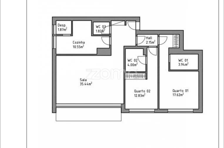 Apartamento T2 para Arrendamento em Matosinhos e Leça da Palmeira Planta 1