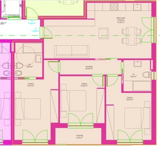Apartamento T3 para Venda em Covilhã e Canhoso Planta 1