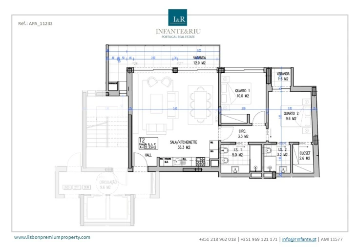 Apartamento T2 para Venda em Almada, Cova da Piedade, Pragal e Cacilhas Planta 1