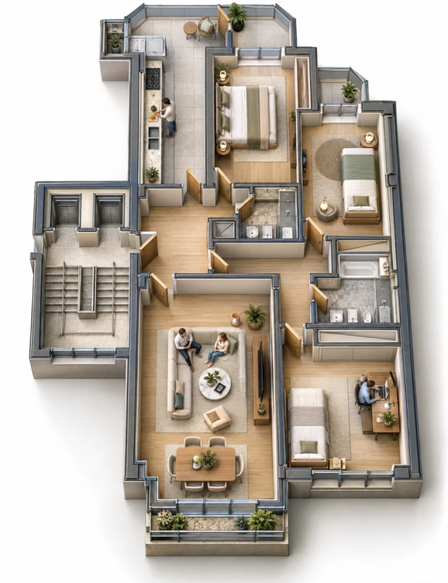 Apartamento T3 para Venda em Carnide Planta 1