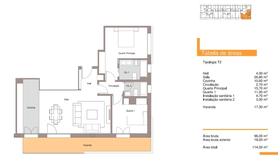 Apartamento T2 para Venda em Lordelo do Ouro e Massarelos Planta 1