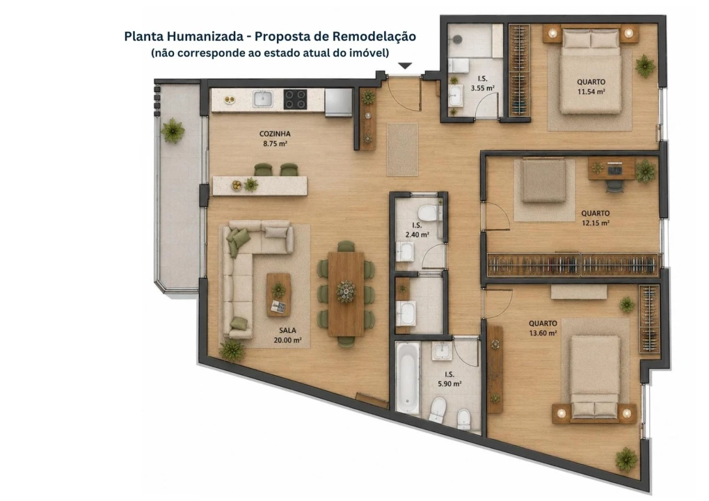 Apartamento T3 para Venda em Leiria, Pousos, Barreira e Cortes Planta 2