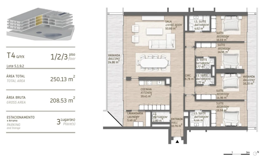 Apartamento T4 para Venda em Quarteira Planta 1