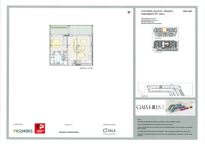 Apartamento T1 para Venda em Santa Marinha e São Pedro da Afurada Planta 1