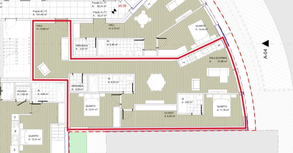 Apartamento T2 para Venda em Areosa Planta 1