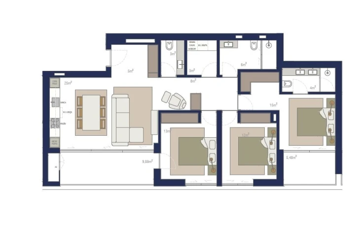 Apartamento T3 para Venda em Matosinhos e Leça da Palmeira Planta 1