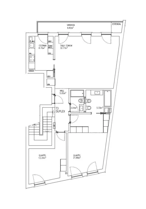 Apartamento T3 para Arrendamento em Santo António