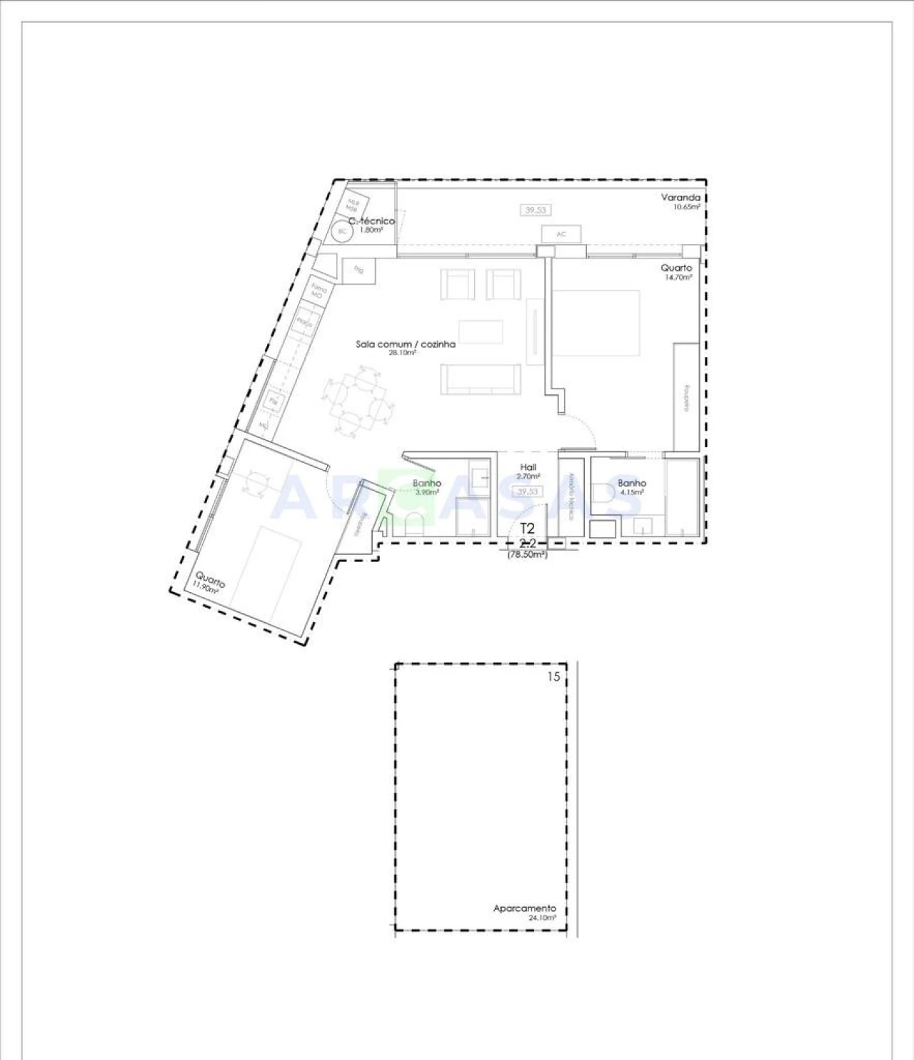 Apartamento T2 para Venda em Gulpilhares e Valadares Foto 14