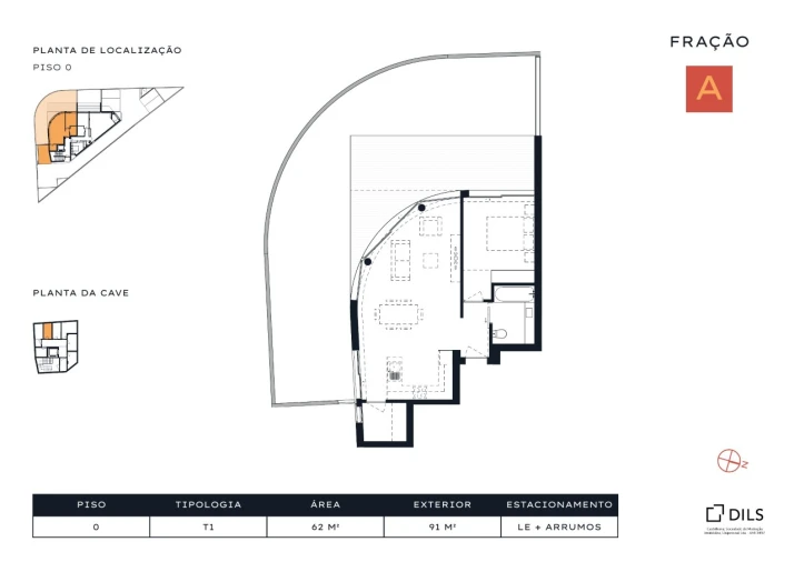 Apartamento T1 para Venda em Arcozelo Planta 1