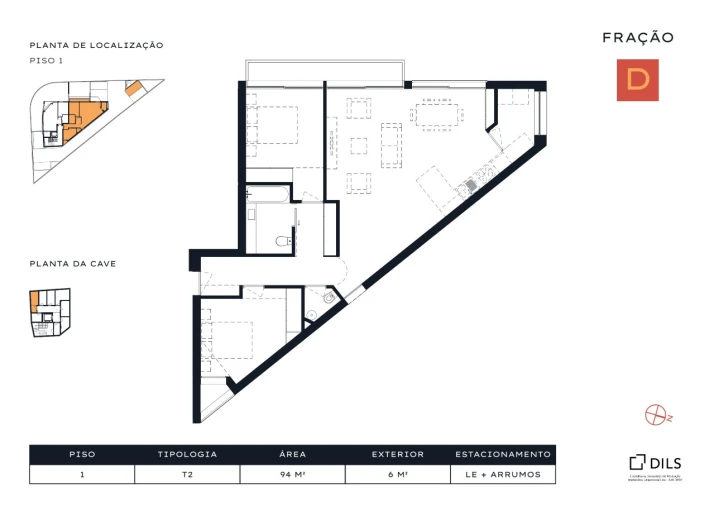 Apartamento T2 para Venda em Arcozelo Planta 1