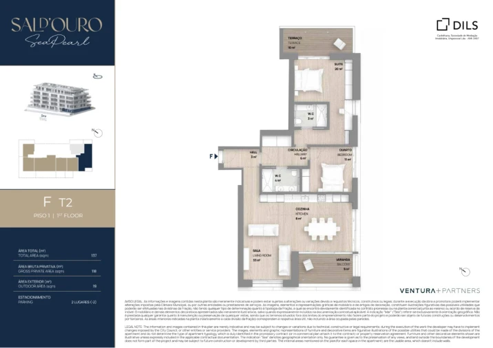 Apartamento T2 para Venda em Santa Marinha e São Pedro da Afurada Planta 1