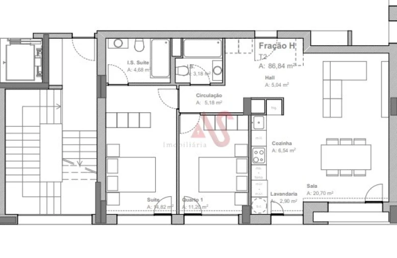 Apartamento T2 para Venda em Aguas Santas Planta 1