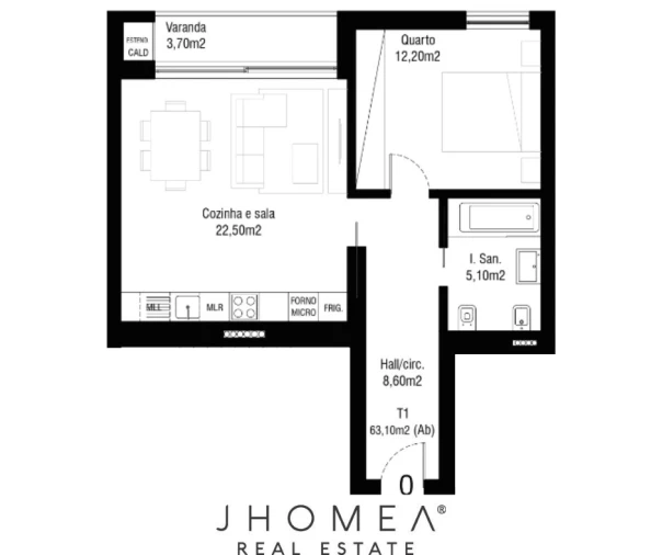 Apartamento T1 para Venda em Aradas Planta 1