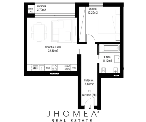 Apartamento T1 para Venda em Aradas Planta 1