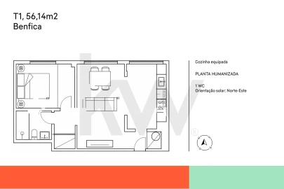 Apartamento T1 para Arrendamento em São Domingos de Benfica