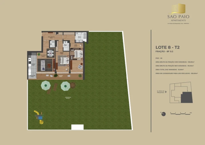 Apartamento T2 para Venda em Canidelo Planta 1