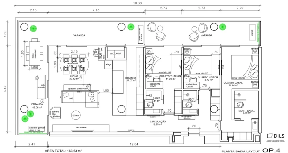 Apartamento T3 para Venda em Canidelo Planta 1
