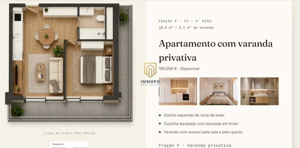 Apartamento T1 para Venda em Perafita, Lavra e Santa Cruz do Bispo Planta 1