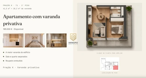 Apartamento T1 para Venda em Perafita, Lavra e Santa Cruz do Bispo