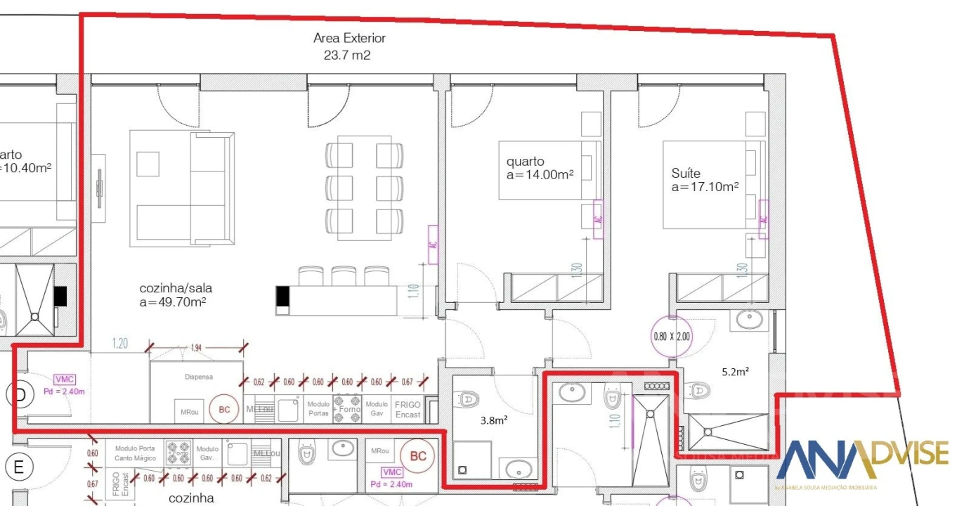 Apartamento T2 para Venda em Viseu Planta 2